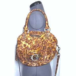 Vintage Guess Leopard Print Rhinestone G Logo Hobo Crossbody Bag DAMAGED/STAINED
